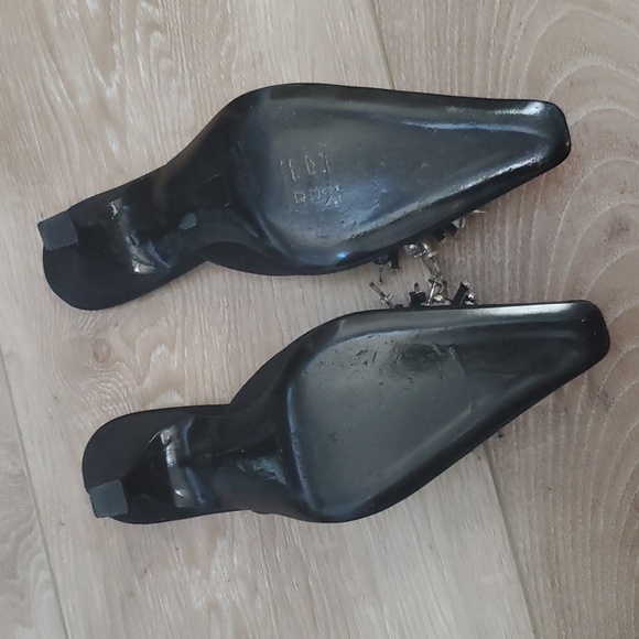 EUC Claudio Merrazi Glitzy Satin Kitten Heel Mules - Picture 10 of 11